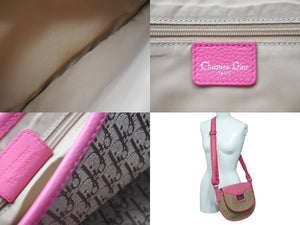 Christian Dior クリスチャンディオール ショルダーバッグ トロッター柄 キャンバス レザー ピンク ブラウン 美品 中古 60817