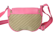 Load image into Gallery viewer, Christian Dior クリスチャンディオール ショルダーバッグ トロッター柄 キャンバス レザー ピンク ブラウン 美品 中古 60817