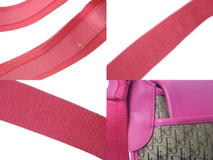 Christian Dior クリスチャンディオール ショルダーバッグ トロッター柄 キャンバス レザー ピンク ブラウン 美品 中古 60817