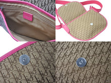 Load image into Gallery viewer, Christian Dior クリスチャンディオール ショルダーバッグ トロッター柄 キャンバス レザー ピンク ブラウン 美品 中古 60817