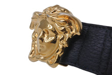 Load image into Gallery viewer, VERSACE ヴェルサーチ ベルト バックル メドゥーサ グレインカーフレザー DCU4140.DGOV2 ブラック イタリア製 美品 中古 60825