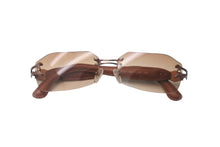 Load image into Gallery viewer, CHANEL シャネル サングラス ココマーク レザー スワロフスキー ブラウン サイズ58□17-132 C2231 美品 中古 60827