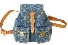 画像をギャラリービューアに読み込む, 極美品 希少 LOUIS VUITTON ルイヴィトン ミニリュック サックアドPM モノグラムデニム M95057 インディゴ ゴールド金具 中古 60828