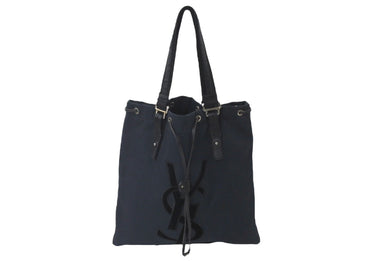 YVES SAINT LAURENT イヴ サンローラン トートバッグ リヴゴーシュ カハラ レザー キャンバス ブラック 121631 美品 中古 60836 