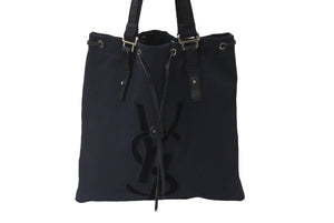 YVES SAINT LAURENT イヴ サンローラン トートバッグ リヴゴーシュ カハラ レザー キャンバス ブラック 121631 美品 中古 60836 
