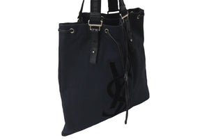 YVES SAINT LAURENT イヴ サンローラン トートバッグ リヴゴーシュ カハラ レザー キャンバス ブラック 121631 美品 中古 60836 