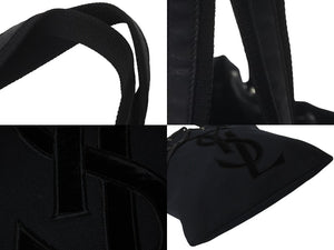 YVES SAINT LAURENT イヴ サンローラン トートバッグ リヴゴーシュ カハラ レザー キャンバス ブラック 121631 美品 中古 60836 