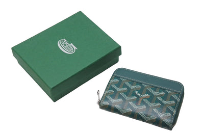 新品未使用 GOYARD ゴヤール マティニョンミニ コインケース グリーン ゴヤールディンキャンバス シルバー金具 中古 60863