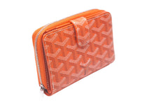 画像をギャラリービューアに読み込む, GOYARD ゴヤール チュイルリー 二つ折り財布 オレンジ PVC レザー ラウンドジップ ヘリンボーン柄 ウォレット 美品 中古 60864