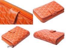 画像をギャラリービューアに読み込む, GOYARD ゴヤール チュイルリー 二つ折り財布 オレンジ PVC レザー ラウンドジップ ヘリンボーン柄 ウォレット 美品 中古 60864