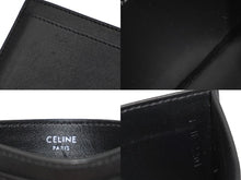 Load image into Gallery viewer, CELINE セリーヌ カードケース カードホルダー ロゴ 10B703DMF38SI レザー ブラック 美品 中古 60868