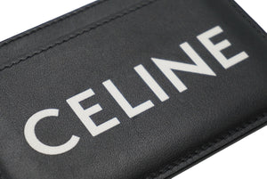 CELINE セリーヌ カードケース カードホルダー ロゴ 10B703DMF38SI レザー ブラック 美品 中古 60868