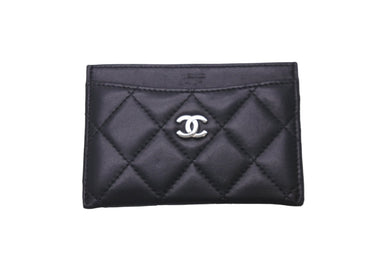CHANEL シャネル マトラッセ カードケース 14番台 ブラック ラムスキン ココマーク ロゴ 小物 名刺入れ 良品 中古 60871