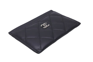 CHANEL シャネル マトラッセ カードケース 14番台 ブラック ラムスキン ココマーク ロゴ 小物 名刺入れ 良品 中古 60871