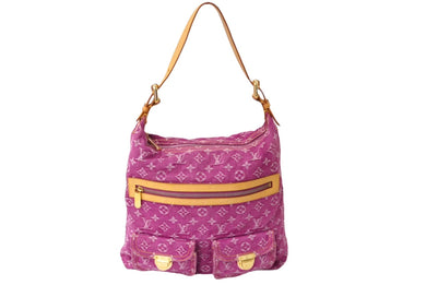 LOUIS VUITTON ルイヴィトン ハンドバッグ ワンショルダー バギーGM モノグラムデニム M95210 ピンク ゴールド金具 美品 中古 60874