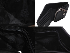 CHROME HEARTS クロムハーツ 二つ折り財布 ジョーイ ブラック ヘビーレザー 牛革 シルバ−925 ブラック 美品 中古 60930