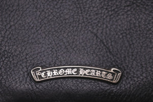 CHROME HEARTS クロムハーツ 二つ折り財布 ジョーイ ブラック ヘビーレザー 牛革 シルバ−925 ブラック 美品 中古 60930