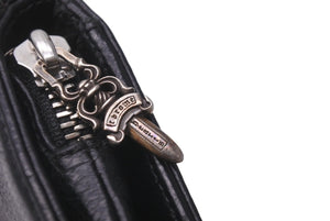 CHROME HEARTS クロムハーツ 二つ折り財布 ジョーイ ブラック ヘビーレザー 牛革 シルバ−925 ブラック 美品 中古 60930