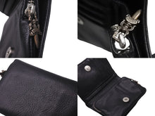 Load image into Gallery viewer, CHROME HEARTS クロムハーツ 二つ折り財布 ジョーイ ブラック ヘビーレザー 牛革 シルバ−925 ブラック 美品 中古 60930