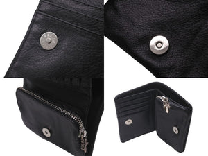 CHROME HEARTS クロムハーツ 二つ折り財布 ジョーイ ブラック ヘビーレザー 牛革 シルバ−925 ブラック 美品 中古 60930