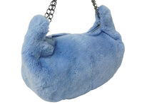 Load image into Gallery viewer, 極美品 CHANEL シャネル チェーンショルダーバッグ ラビットファー ココマーク 7番台 2002年 ブルー シルバー金具 中古 60945