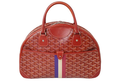 GOYARD ゴヤール ハンドバッグ 廃盤 サンジャンヌMM マーカージュ ヘリンボーン柄 レッド シルバー金具 美品 中古 60949