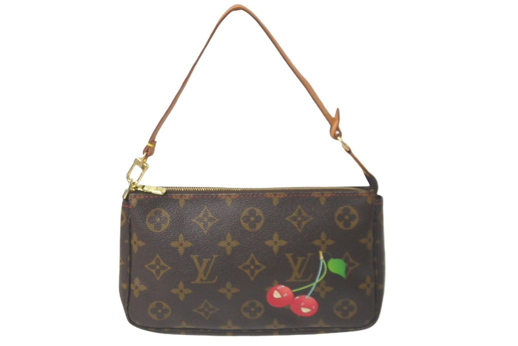 LOUIS VUITTON ルイヴィトン ポシェット アクセソワール ブラウン モノグラム チェリー 村上隆 M95008 美品 中古 60950