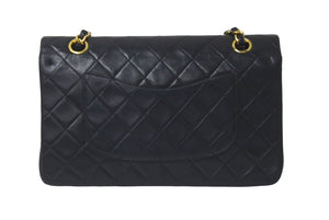 CHANEL シャネル チェーンショルダーバッグ Wフラップ マトラッセ25 ラムスキン 2番台 ブラック ゴールド金具 美品 中古 60958