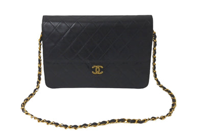 CHANEL シャネル マトラッセ チェーンショルダーバッグ ココマーク 5番台 プッシュロック ブラック ラムスキン ゴールド金具 美品 中古 60963