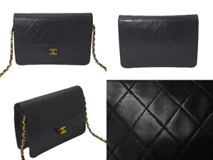 CHANEL シャネル マトラッセ チェーンショルダーバッグ ココマーク 5番台 プッシュロック ブラック ラムスキン ゴールド金具 美品 中古 60963