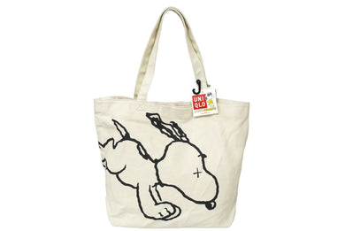 新品未使用品 KAWS×UNIQLO カウズ×ユニクロ トートバッグ ピーナッツ 401707 シルバー金具 中古 60967