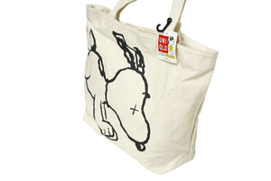 新品未使用品 KAWS×UNIQLO カウズ×ユニクロ トートバッグ ピーナッツ 401707 シルバー金具 中古 60967