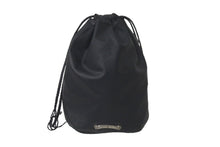 Load image into Gallery viewer, CHROME HEARTS クロムハーツ クロスパッチ ドローストリングス バッグ 巾着 シルバー SV925 レザー ブラック 中古 60970