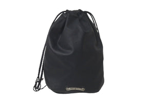 CHROME HEARTS クロムハーツ クロスパッチ ドローストリングス バッグ 巾着 シルバー SV925 レザー ブラック 中古 60970