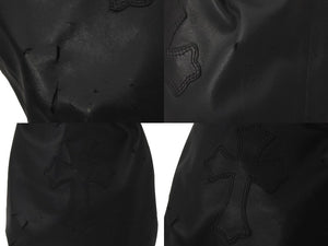 CHROME HEARTS クロムハーツ クロスパッチ ドローストリングス バッグ 巾着 シルバー SV925 レザー ブラック 中古 60970