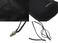 Load image into Gallery viewer, CHROME HEARTS クロムハーツ クロスパッチ ドローストリングス バッグ 巾着 シルバー SV925 レザー ブラック 中古 60970