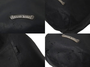 CHROME HEARTS クロムハーツ クロスパッチ ドローストリングス バッグ 巾着 シルバー SV925 レザー ブラック 中古 60970