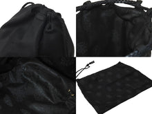 Load image into Gallery viewer, CHROME HEARTS クロムハーツ クロスパッチ ドローストリングス バッグ 巾着 シルバー SV925 レザー ブラック 中古 60970