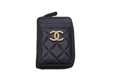 CHANEL シャネル ジップカードコインケース ココマーク AP2966 シャイニーグレインドカーフスキン ゴールド金具 美品 中古 60975