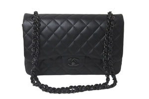 極美品 CHANEL シャネル チェーンショルダーバッグ マトラッセ30 Wフラップ A58600 ソーブラック ランダムシリアル 中古 60978