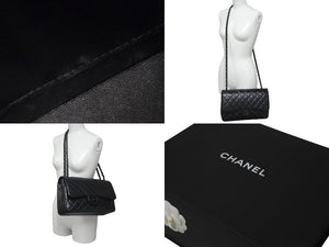 極美品 CHANEL シャネル チェーンショルダーバッグ マトラッセ30 Wフラップ A58600 ソーブラック ランダムシリアル 中古 60978