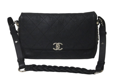 CHANEL シャネル マトラッセ ワンショルダーバッグ ココマーク 25番台 ブラック レザー シルバー金具 美品 中古 60979