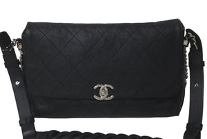 CHANEL シャネル マトラッセ ワンショルダーバッグ ココマーク 25番台 ブラック レザー シルバー金具 美品 中古 60979