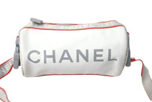 Load image into Gallery viewer, CHANEL シャネル スポーツライン ショルダーバッグ ドラム型 10番台 ナイロン キャンバス ホワイト グレー レッド 良品 中古 60980