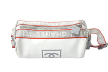 Load image into Gallery viewer, CHANEL シャネル スポーツライン ショルダーバッグ ドラム型 10番台 ナイロン キャンバス ホワイト グレー レッド 良品 中古 60980