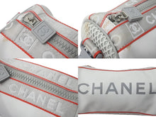 Load image into Gallery viewer, CHANEL シャネル スポーツライン ショルダーバッグ ドラム型 10番台 ナイロン キャンバス ホワイト グレー レッド 良品 中古 60980