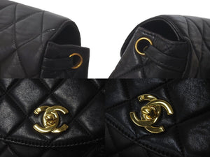 CHANEL シャネル リュック デイパック マトラッセ ラムスキン ココマーク 3番台 1995年 ブラック ゴールド金具 美品 中古 61001