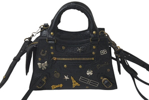 BALENCIAGA バレンシアガ ネオクラシックミニ ２WAYハンドバッグ 1000スト 693913 レザー ブラック ゴールド金具 美品 中古 61014