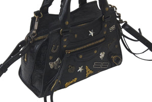 BALENCIAGA バレンシアガ ネオクラシックミニ ２WAYハンドバッグ 1000スト 693913 レザー ブラック ゴールド金具 美品 中古 61014