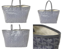 画像をギャラリービューアに読み込む, GOYARD ゴヤール サンルイPM トートバッグ ヘリンボーン ポーチ付き PVC グレー シルバー金具 良品 中古 61015